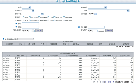 催收員收回明細查詢